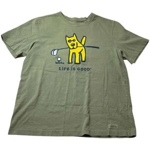 Life Is Good Men’s M Green Jake Dog Graphic Crusher Tee Short Sleeve
